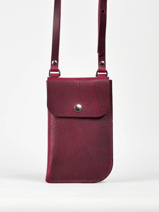 Village Leathers Neck Pouch in Burgundy