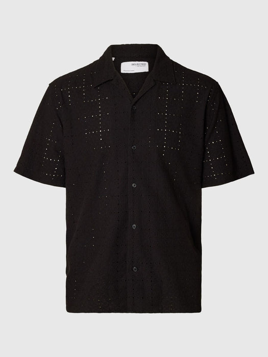 Selected Homme Jax Broderie Shirt in Black