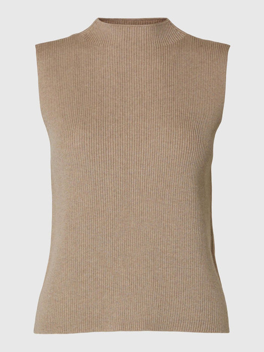 Selected Femme Lura High Neck Sleeveless Knit in Irish Cream