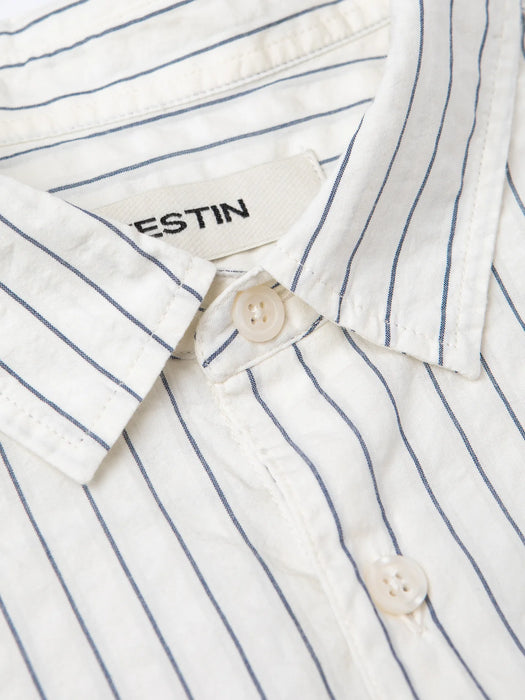 Kestin Dirleton Shirt in White / Blue Seersucker