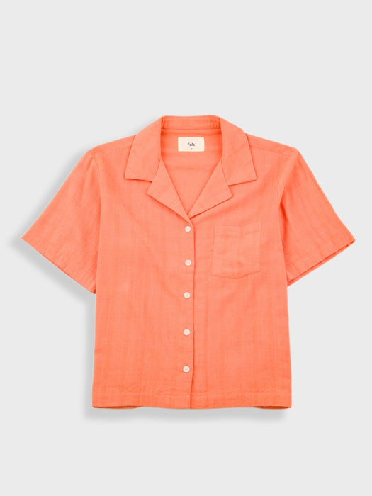 Folk Women Soft Collar Shirt in Coral Voile