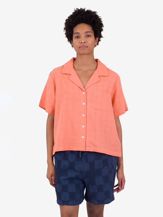 Folk Women Soft Collar Shirt in Coral Voile