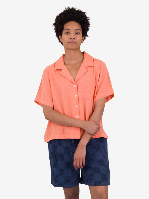 Folk Women Soft Collar Shirt in Coral Voile