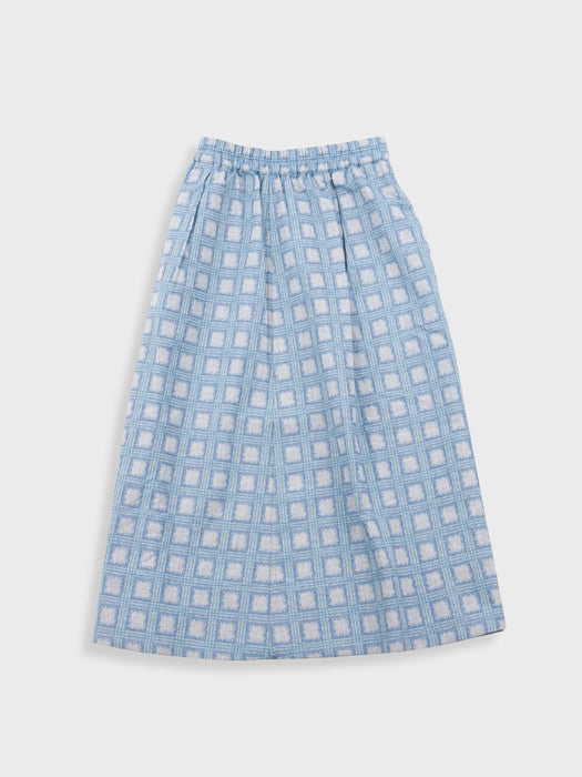 Folk Women Pleated Shirt in Blue Tile Tapestry