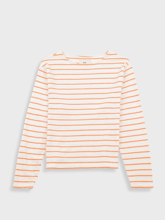 Folk Women Boat Neck Tee in Ecru/Orange