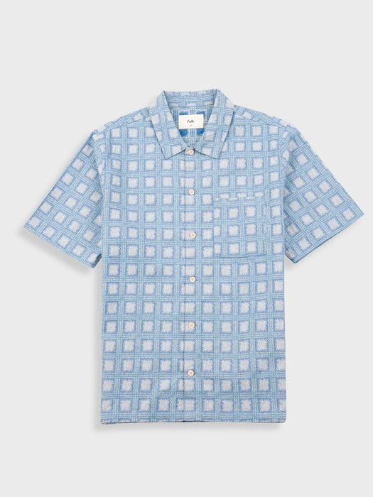 Folk Men Gabe Shirt in Blue Tile Tapestry