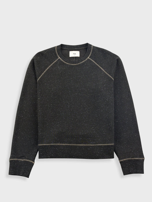 Folk Men Engineered Raglan Sweat in Charcoal