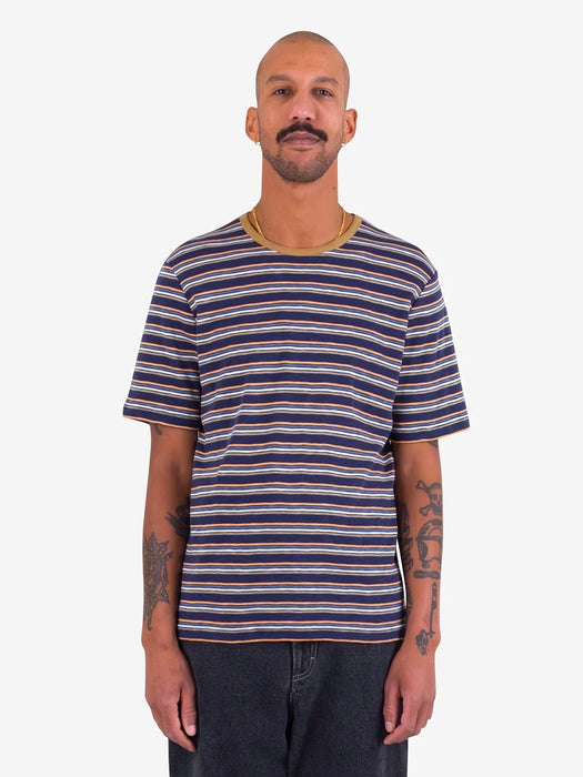 Folk Men Multi-stripe T-Shirt in Navy Mix