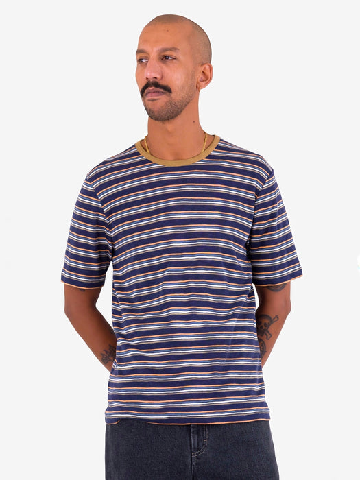 Folk Men Multi-stripe T-Shirt in Navy Mix