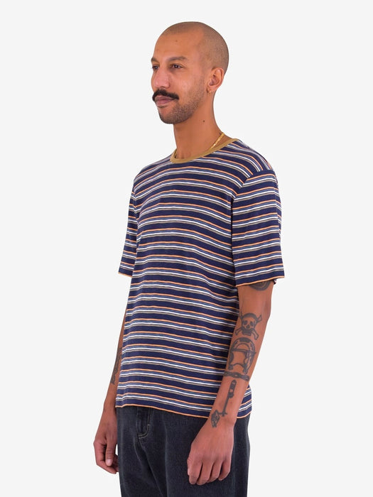 Folk Men Multi-stripe T-Shirt in Navy Mix