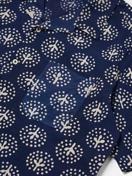 Universal Works Road Shirt in Navy Magic Circle Print