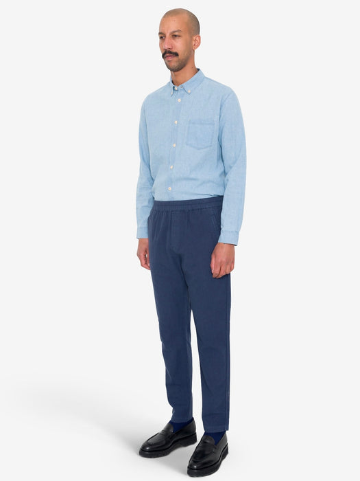 Folk Men Cotton Linen Trouser in Soft Navy