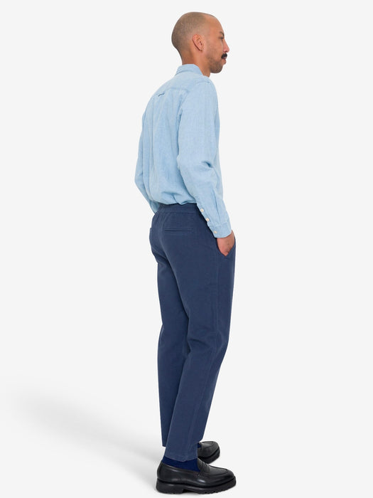 Folk Men Cotton Linen Trouser in Soft Navy