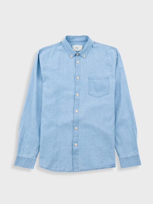 Folk Men Relaxed Fit Shirt in Indigo Microcheck