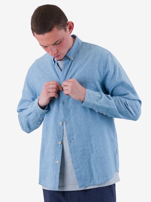 Folk Men Relaxed Fit Shirt in Indigo Microcheck