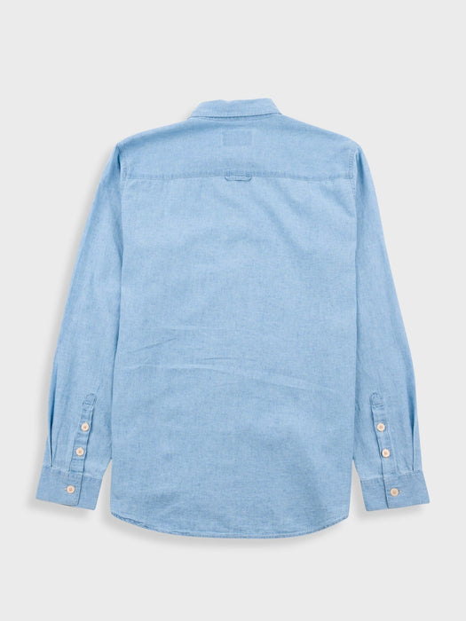 Folk Men Relaxed Fit Shirt in Indigo Microcheck