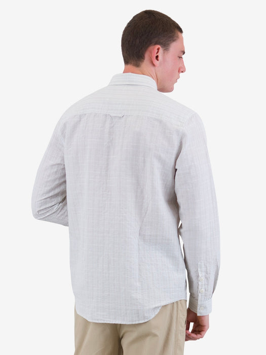 Folk Men Relaxed Fit Shirt in Sage Microstripe Slub