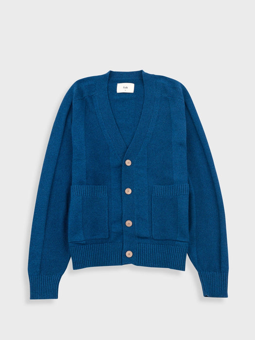 Folk Men Saddle Cardigan in Navy Mix