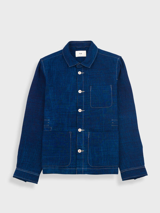 Folk Men Assembly Jacket in Indigo Waffle