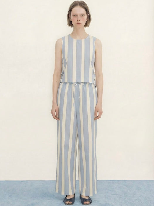 The Tiny Big Sister Wide Retro Stripes Top in Blue / Yellow