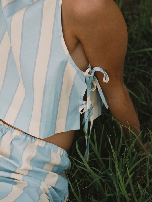 The Tiny Big Sister Wide Retro Stripes Top in Blue / Yellow