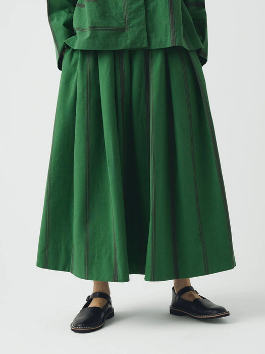 Toast Cotton Skirt Sea Green Tea Towel Stripe