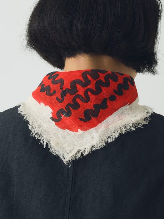 Toast Market Fish Linen Bandana in Poppy