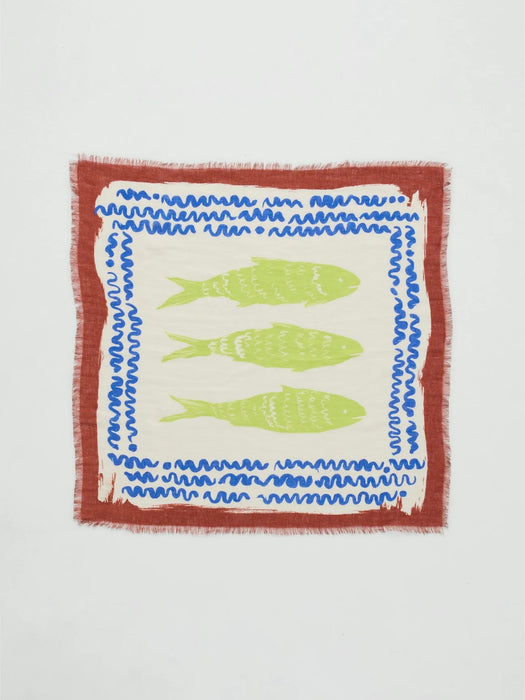 Toast Market Fish Linen Bandana in Ecru
