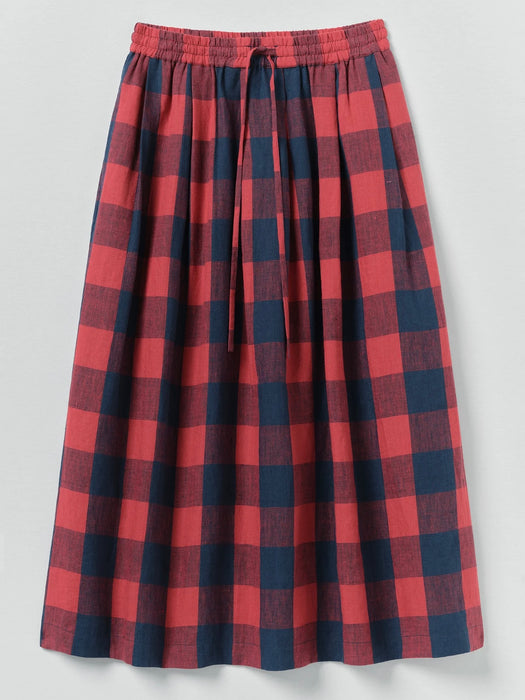 Toast Gingham Check Skirt in Raspberry / Blue