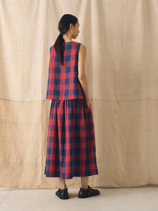 Toast Gingham Check Tank in Raspberry / Blue