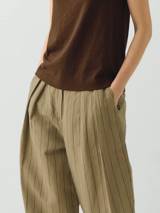 Toast Pleat Front Trousers in Fennel Seed Stripe