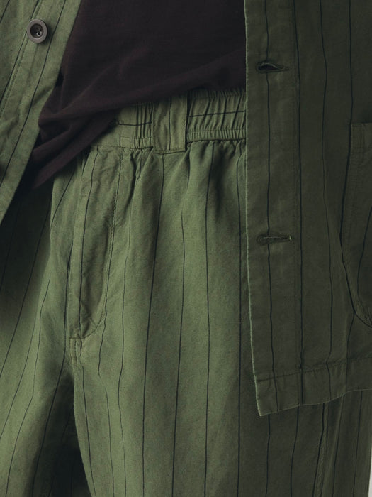 Toast Men Overdyed Stripe Trousers  in Basil