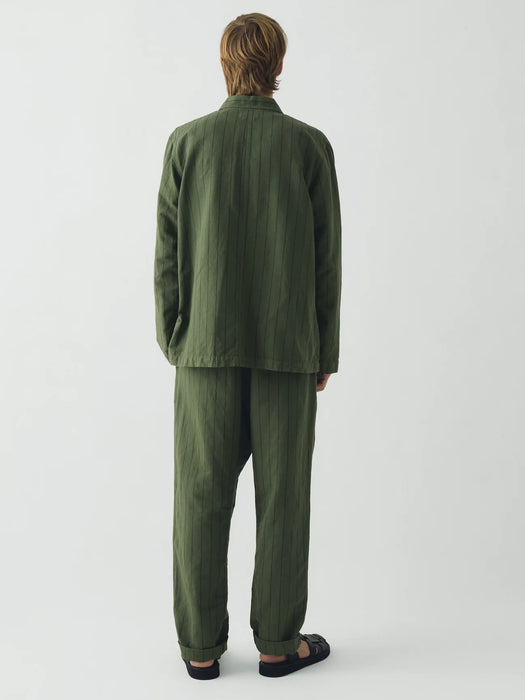 Toast Men Overdyed Stripe Trousers  in Basil