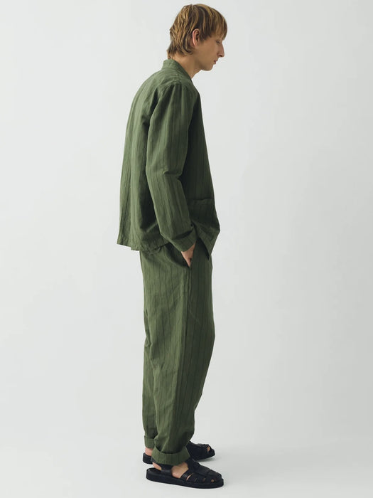 Toast Men Overdyed Stripe Trousers  in Basil