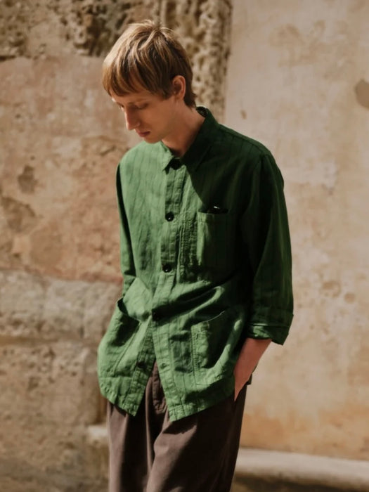 Toast Men Arlo Overdyed Cotton/Linen Jacket in Basil