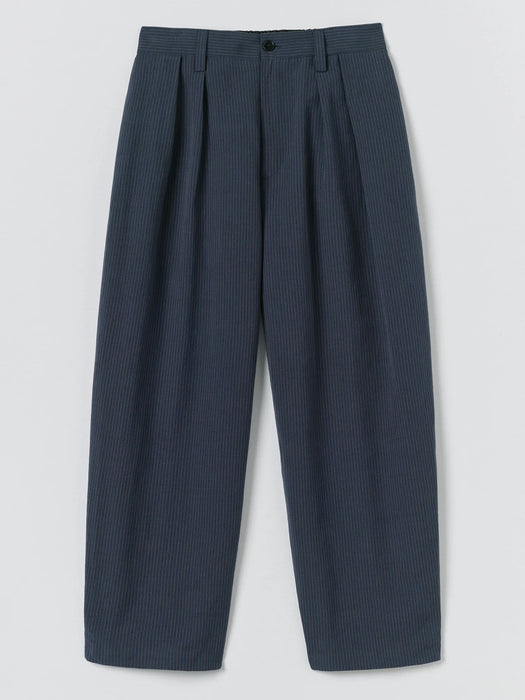 Toast Men Caspar Double Pleat Trousers in Navy/Fawn Stripe