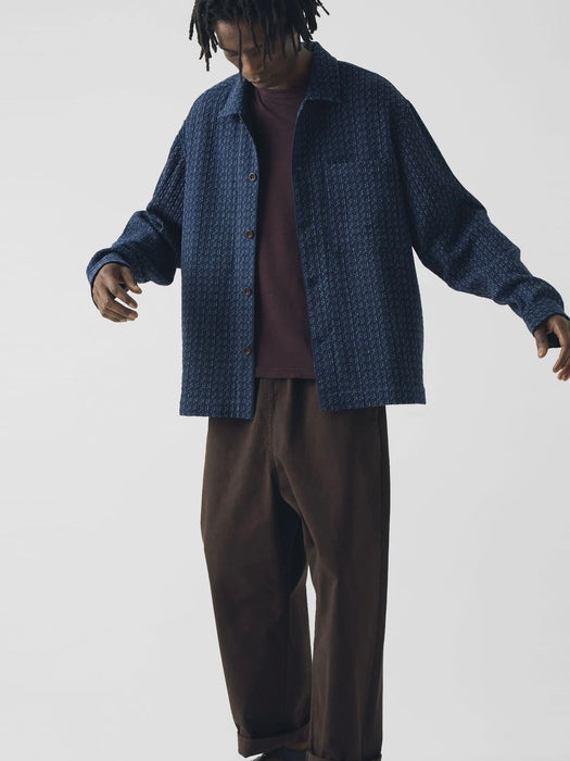 Toast Men Scatter Stitch Overshirt in Indigo