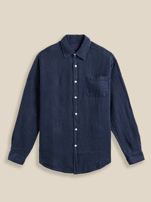 Portuguese Flannel Linen Shirt in Navy