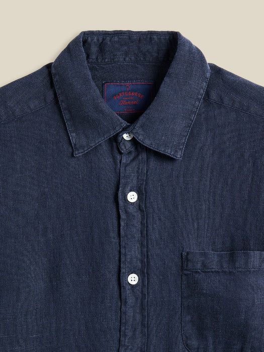 Portuguese Flannel Linen Shirt in Navy