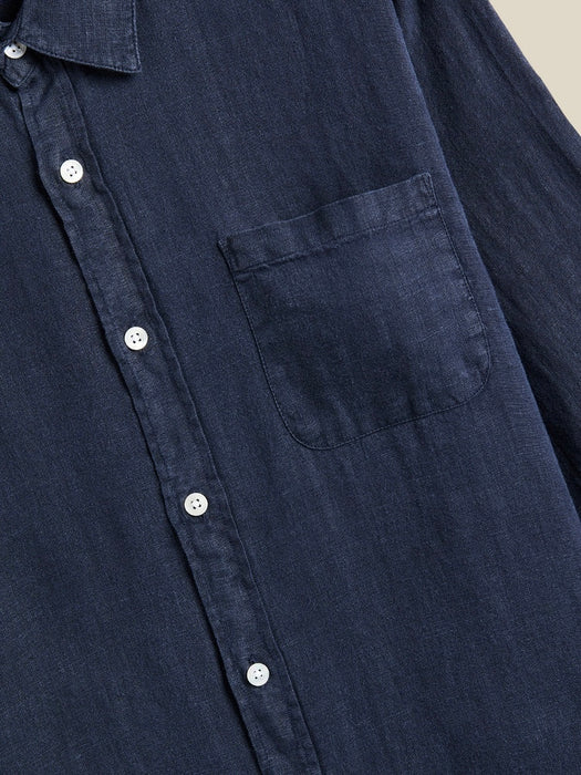 Portuguese Flannel Linen Shirt in Navy