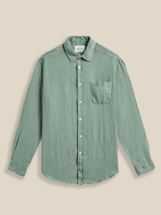 Portuguese Flannel Linen Shirt in Dry Green