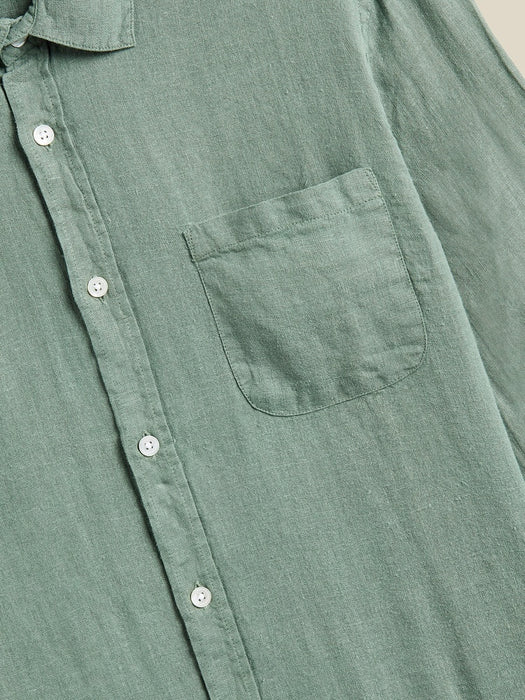 Portuguese Flannel Linen Shirt in Dry Green