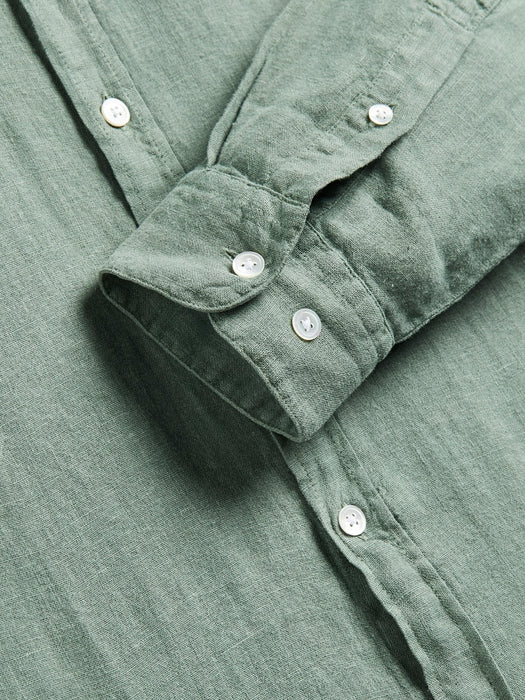 Portuguese Flannel Linen Shirt in Dry Green