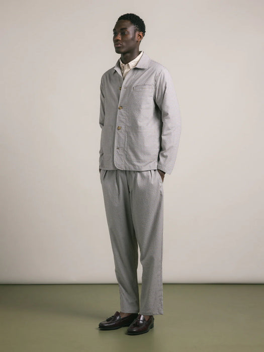 Kestin Clyde Pant in Ecru/Brown Gingham Seersucker