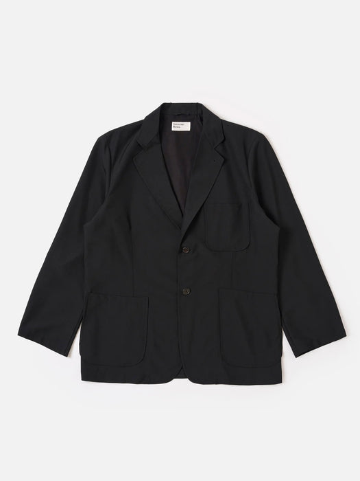 Universal Works Two Button Jacket in Black Tropical
