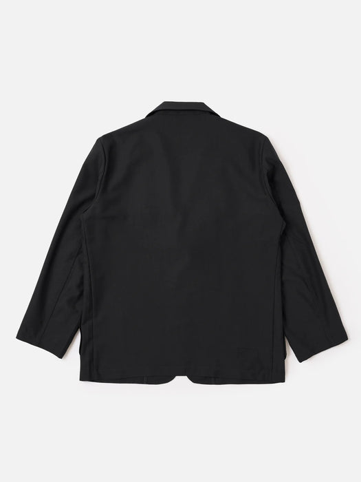 Universal Works Two Button Jacket in Black Tropical