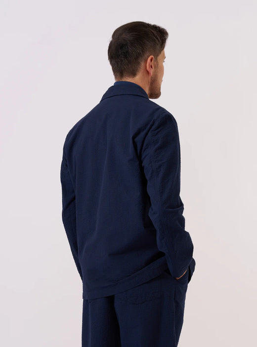 Universal Works Two Button Jacket in Navy Derby Stripe