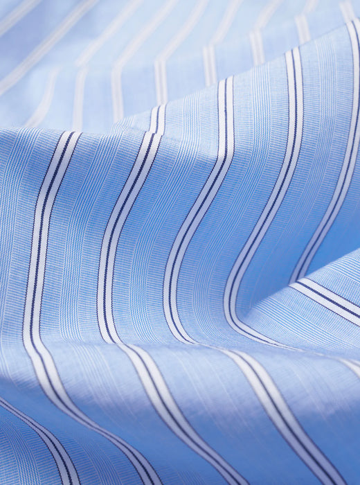 Universal Works Square Pocket Shirt in Blue MC Stripe