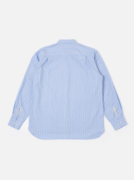 Universal Works Square Pocket Shirt in Blue MC Stripe