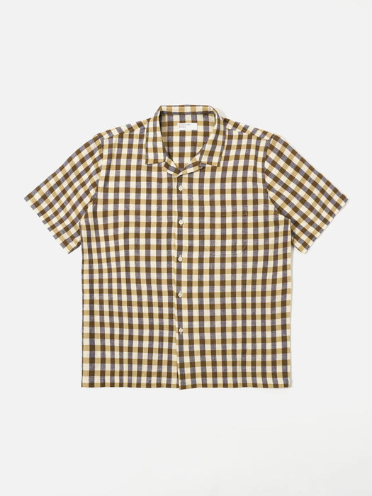 Universal Works Road Shirt in Olive Aberdeen Lincot